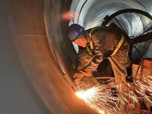 114年9月鋼管穿管作業鋼管研磨